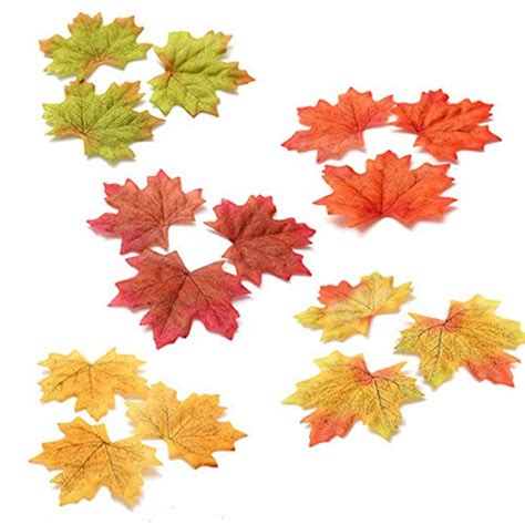 Angelduck 100pcs Artificial Maple Leaf Silk Autumn Fall