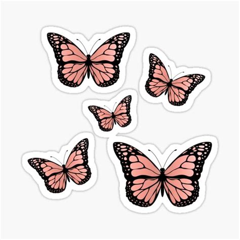 Pink Butterfly Sticker For Sale By Emmastickershop Redbubble