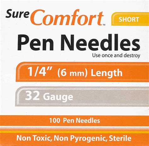 Surecomfort Short Pen Needles 32 Gauge 14 Box Of 100