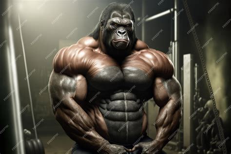 Premium Ai Image A Gorilla With A Gorilla Body Is Sitting In A Gym