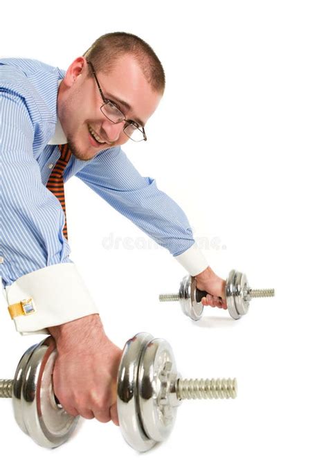 Handsome Businessman Exercising With Dumbbells Stock Image Image Of