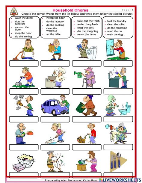 Household Chores Online Exercise For Grade 3 5 Live Worksheets