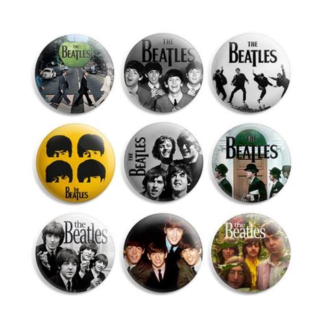 The Beatles Pinback Button Pin Badge Pack Of 9 Free Shipping