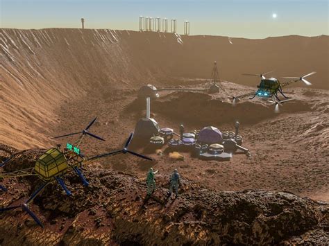 Mining Colony In A Martian Crater By Johannes Ewers Planets Art Sci