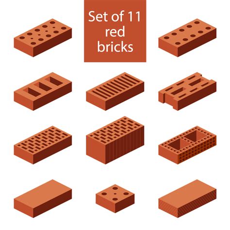 Set Of 11 Red Bricks 593461 Vector Art At Vecteezy