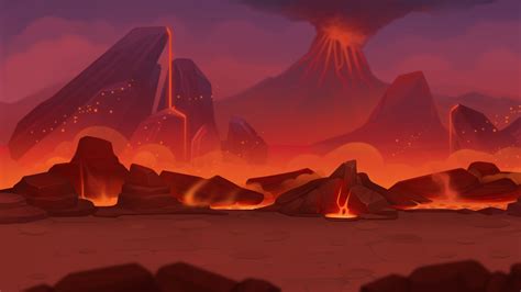 Parallax Seamless Backgrounds Fantasy Volcano