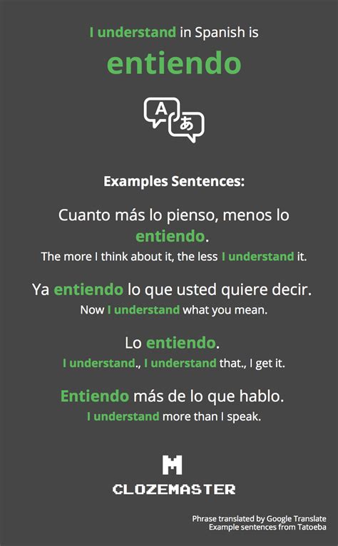 How To Say I Understand In Spanish Clozemaster