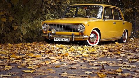 Nature Car Trees Fall Vehicle Leaves Vintage Russian Cars Lada