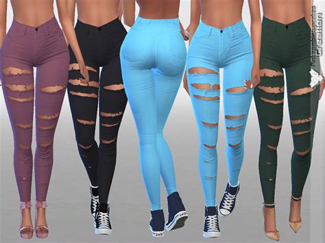 White Ripped Summer Jeans In More Colors The Sims 4 Catalog