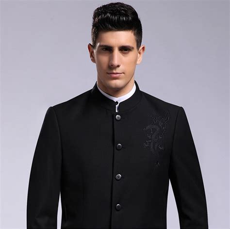 Amazing Stand Up Collar Zhongshan Suit Small Dragon Chinese Jackets