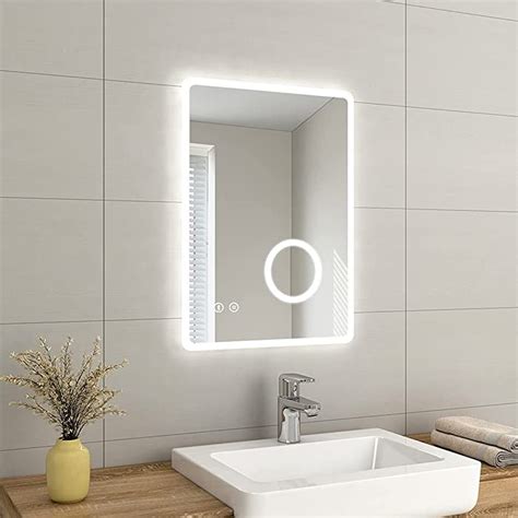 Buy Emke Backlit Illuminated Bluetooth Bathroom Mirror With Shaver Socket 500x700mm Wall