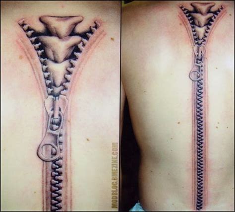 15 Fascinating Awesome Spine Zipper Tattoos Idea Bone