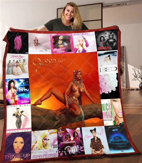 Nicki Minaj Queen Album Covers Collage Rapper Quilt Blanket