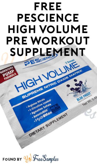Similarities to other pre workouts. FREE PEScience High Volume Pre Workout Supplement Sample ...