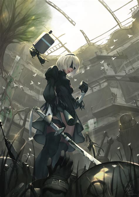 Nier Automata 2Bの壁紙, NieR, Nier：Automata, アニメ, 刀, HDデスクトップの壁紙