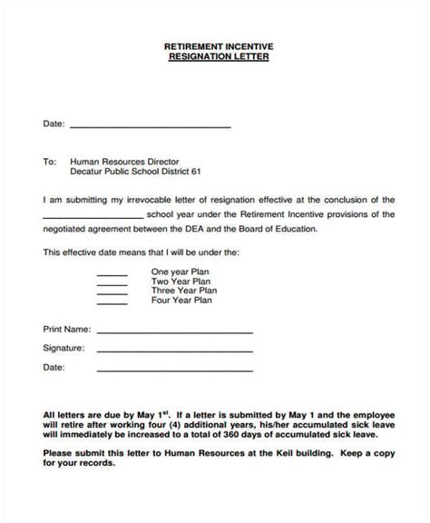 12 Retirement Resignation Letter Template Free Word Pdf Format Download