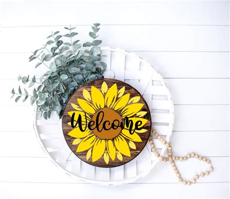 Welcome Sunflower Svg Circle Welcome Sign Svg Welcome Sign Etsy