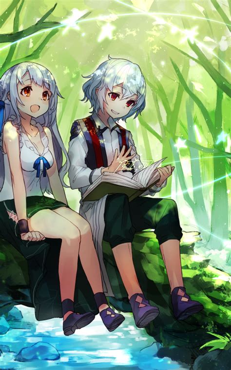 Download 1600x2560 Anime Twins Girl And Boy Forest Reading A Book