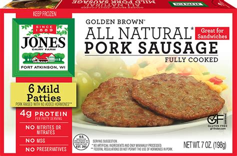 All Natural Golden Brown Pork Sausage Patties Products Jones Dairy