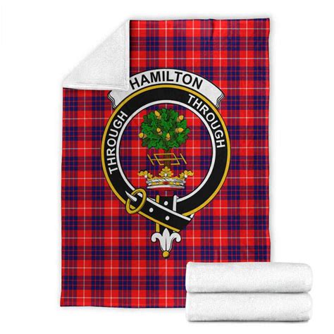 Scottish Hamilton Clan Crest Tartan Blanket
