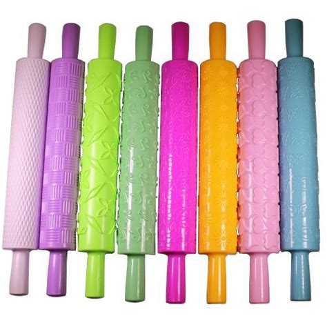8 Styles Embossed Textured Patterned Fondant Rolling Pins In Rolling