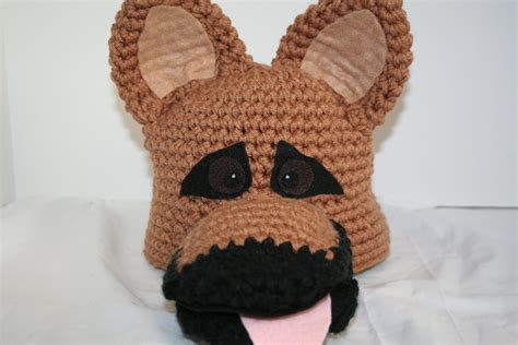 German Shepherd Dog Hat Hand Crocheted Dog Hat Double Yarn