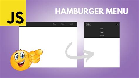 Javascript How To Create A Responsive Hamburger Menu With Html Css Javascript Youtube