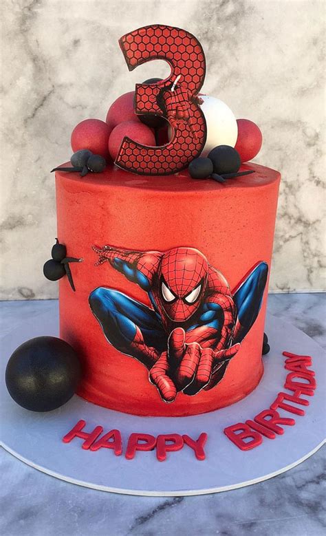 20spiderman Birthday Cake Ideas Red Spiderman Cake For 3rd Birthday