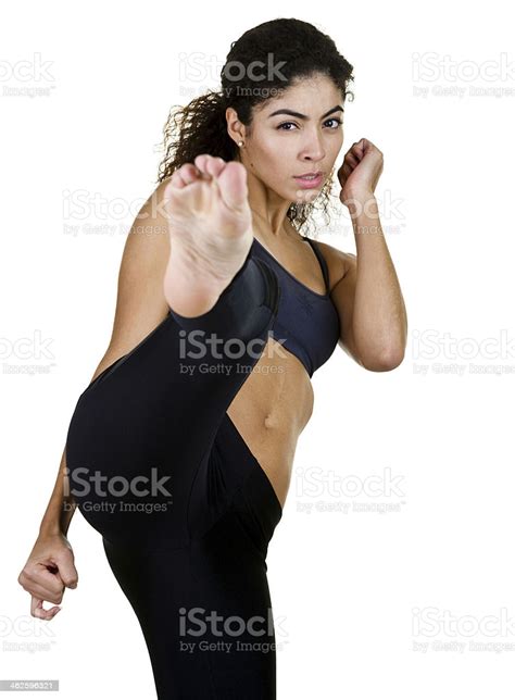 Mma Woman Kicking Toward Camera Stock Photo - Download Image Now - iStock
