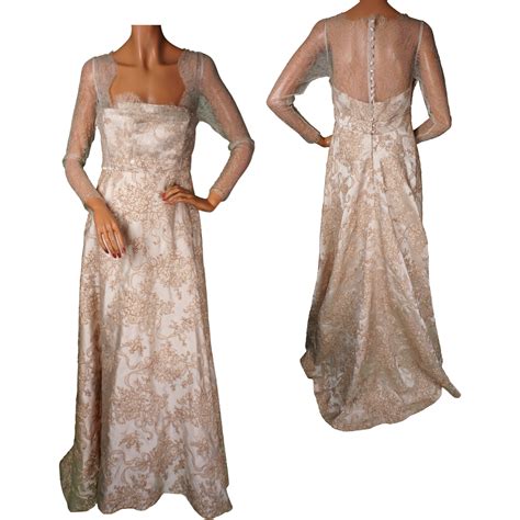 Vintage 60s Wedding Dress Lace & Silk Brocade Size M from poppysvintageclothing on Ruby Lane