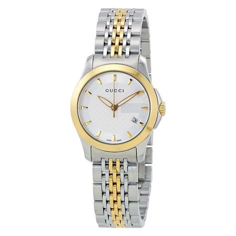 Gucci Swiss G Timeless Silver Dial Ladies Watch Ya126511 Vintage Gold