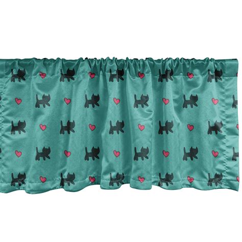 Teal Window Valance Pack Of 2 Kittens Pink Hearts Animal Design With