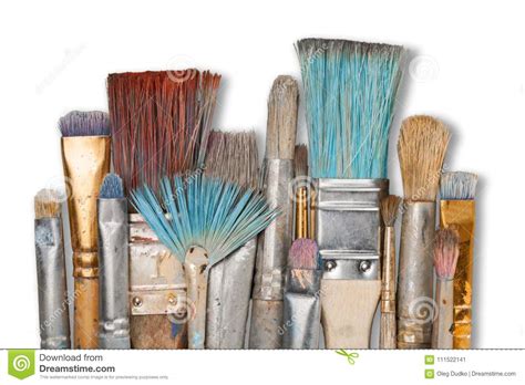 Row Of Artist Paint Brushes On Background Royalty Free Stock Photo