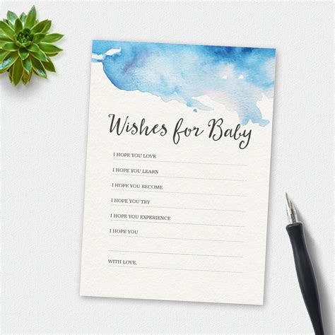 Printable Wishes For Baby Card Baby Shower Wishes For Baby Etsy