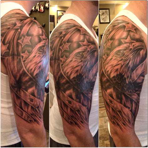 American flag half sleeve tattoo. Shoulder Half Sleeve American Flag Tattoo - Best Tattoo Ideas