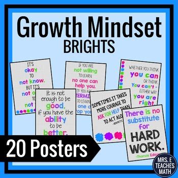 Turn photos into posters for $4.24. GROWTH MINDSET POSTERS - Brights Theme by Mrs E Teaches ...