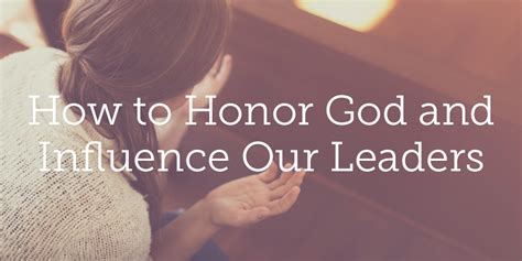 Information about the ministry, which took over the duties of the previous department of constitutional affairs and parts of the home office in may 2007. How to Honor God and Influence Our Leaders | Leader Connection Blog | Revive Our Hearts