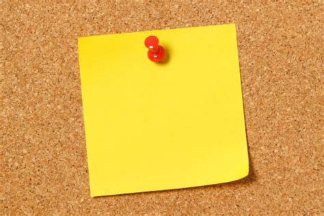 Blank Yellow Sticky Note With Push Pin Stock Photo Download Image Now