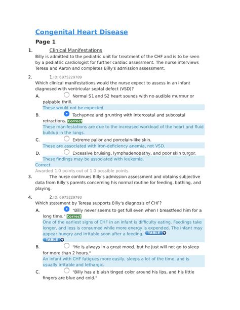 Congenital Heart Disease HESI Case Study - Browsegrades