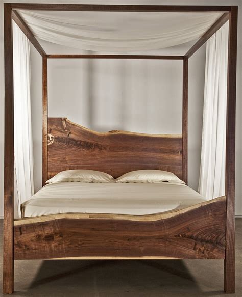 The Clean Stark Lines Of Traces Queen Black Walnut Canopy Bed Frame