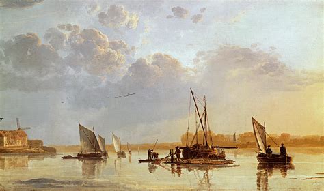 Hij is vooral bekend om zijn landschappen. Boats on a River Painting by Aelbert Cuyp