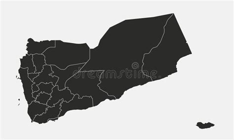 Yemen Map With Regions Provinces Isolated On White Background Stock