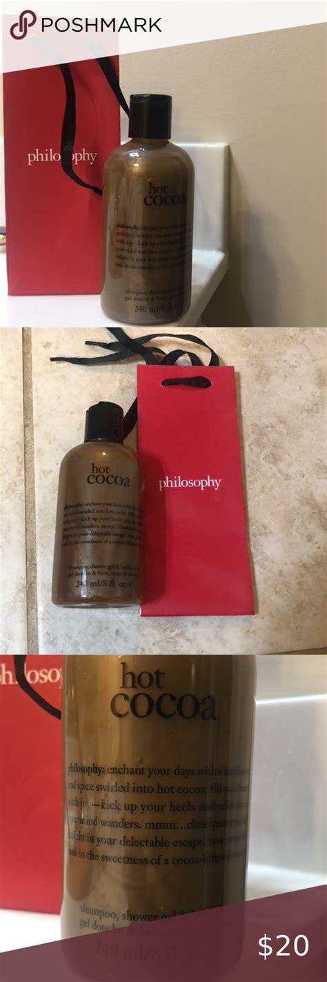new 8 fl oz philosophy hot cocoa shampoo shower gel bubble bath with t bag bubble bath