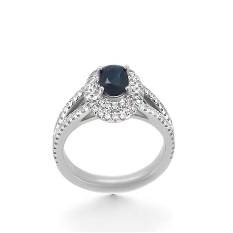 Sapphire And Diamond Halo Engagement Ring Haywards Of Hong Kong