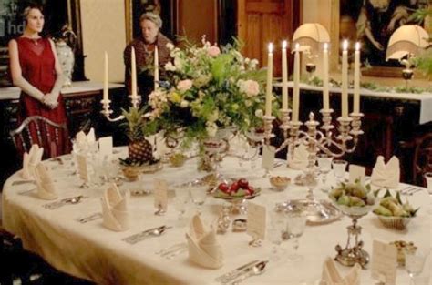 Downton abbey menu and party plan host a dinner party that's sure to satisfy both upstairs and downstairs tastes—no stiff upper lip required by esther sung place setting for formal dinner in the Downton Abbey style ...