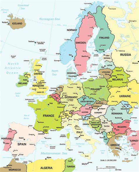 Europe Political Large Map •