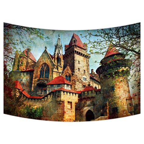 Ykcg Medieval Castle Vintage Style House City Buildings Wall Hanging