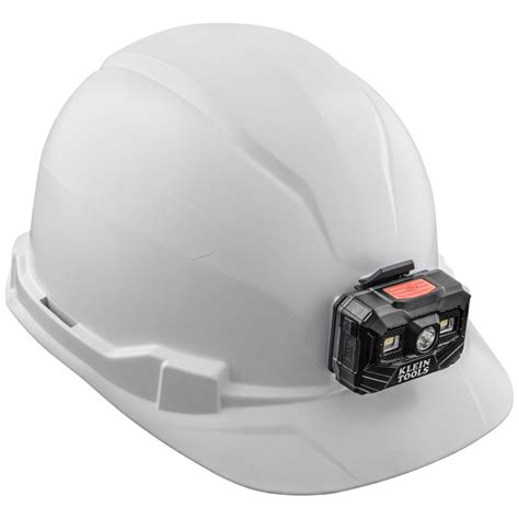 hard hat non vented cap style with rechargeable headlamp white powergear