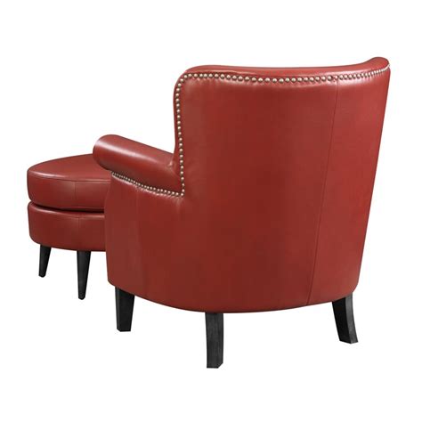 Choose from these beautiful velvet, wooden, eames, tufted leather, gold metal, abs plastic, cashmere pink accent chair with wooden legs: Oscar Red Faux Leather Accent Chair with Nailhead Trim ...
