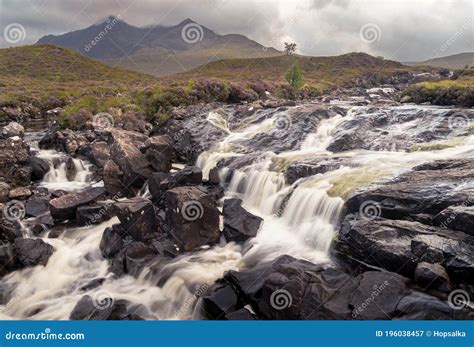 Beautiful Sligachan Waterfalls On The Isle Of Skye In The Highlands Of